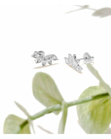 Boucles d'oreilles - puces d'oreilles- doré - strass - fleur - lotus - paloma bijoux - pampille - acier inoxydable